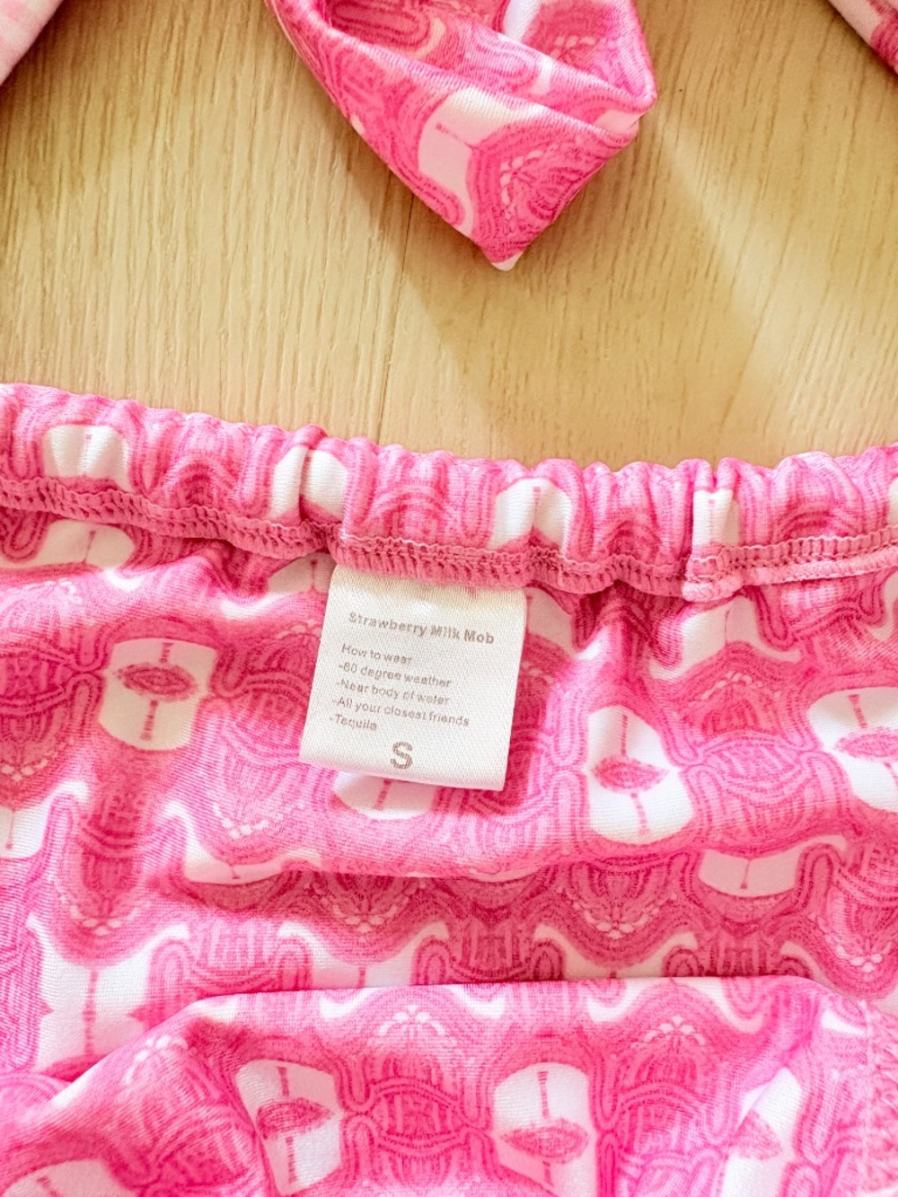 Strawberry Milk Mob Garden Party Bikini Swimsuit Set Pink White Size Small - Picture 6 of 8
